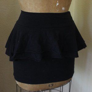 Black Peplum High Waisted Skirt